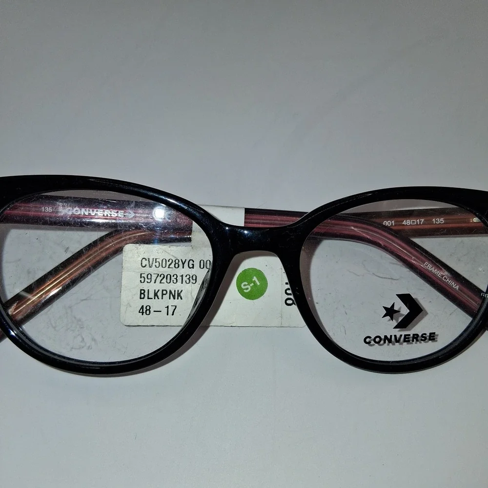 CONVERSE CV5028YG Black Pink Round Optical Eyeglasses Frame 48-17-135